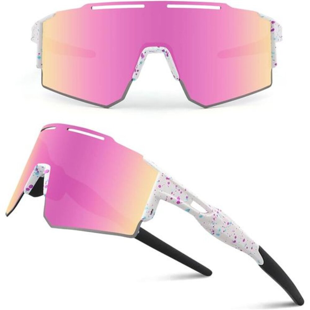 Cycling Sunglasses for Men Women with 3 Interchangeable Lenses, Polarized Sports